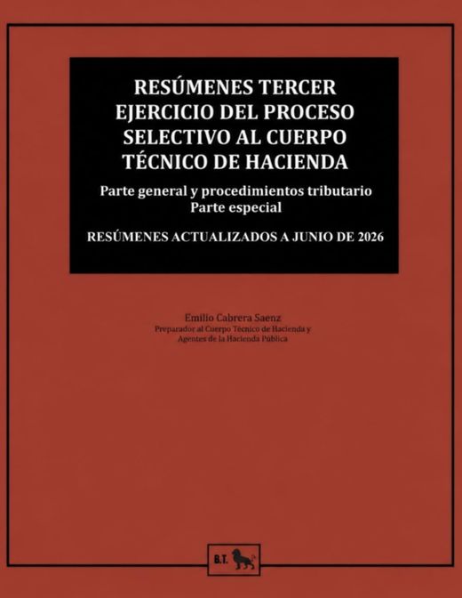 Portada de los resúmenes del tercer ejercicio de Técnico de Hacienda actualizados a junio de 2026